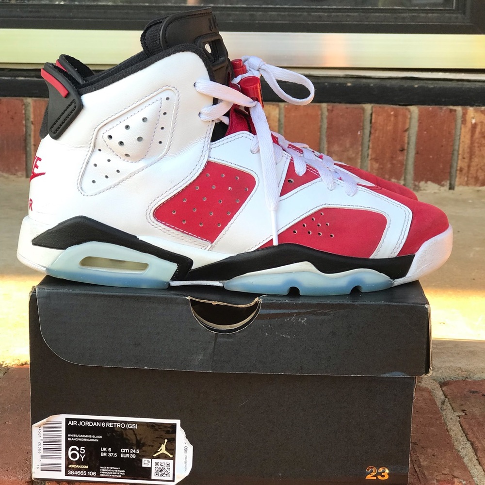 Air Jordan Retro 6 Carmine GS (2021) Size 6.5Y / 8Wmns
